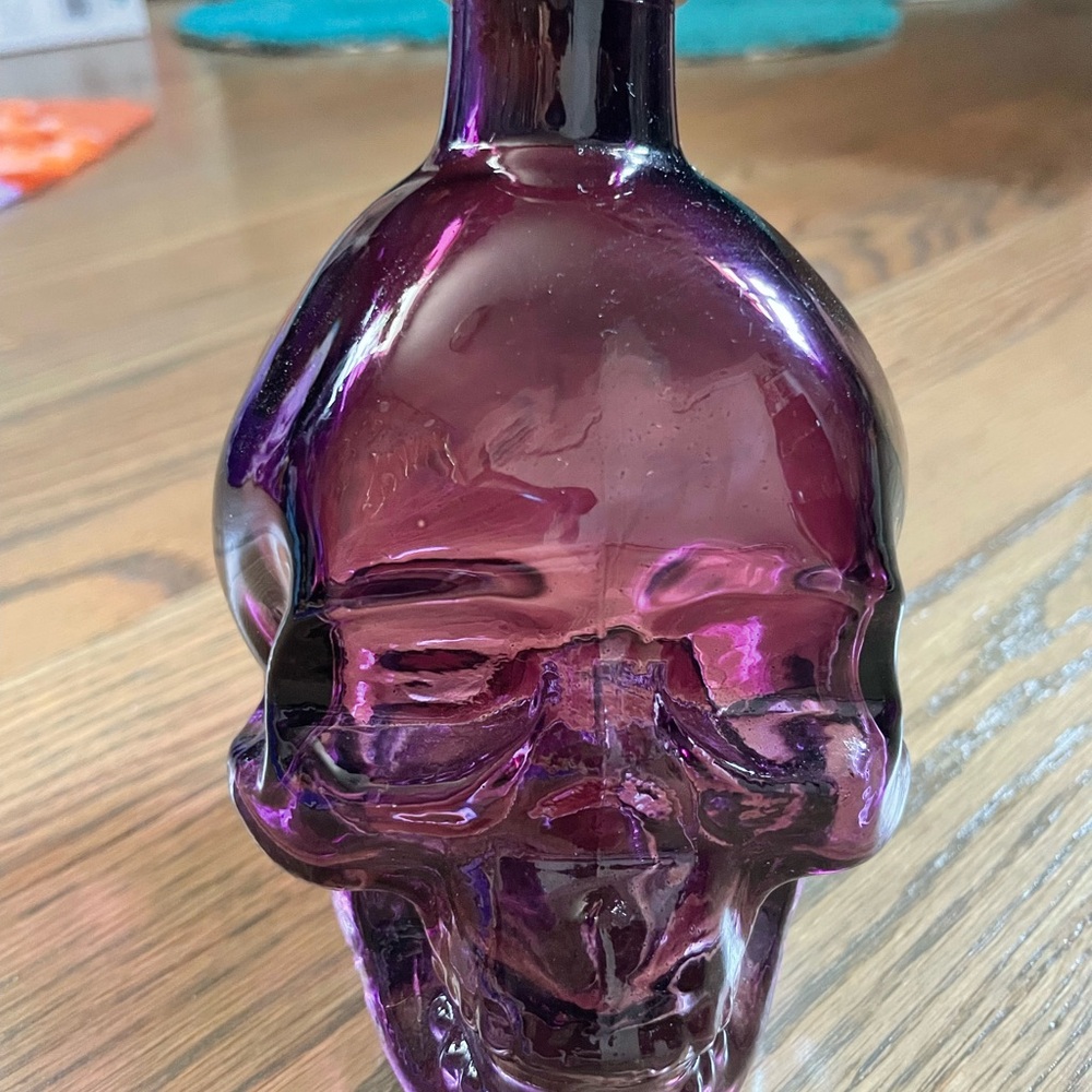 Purple Skull Glass Bottle